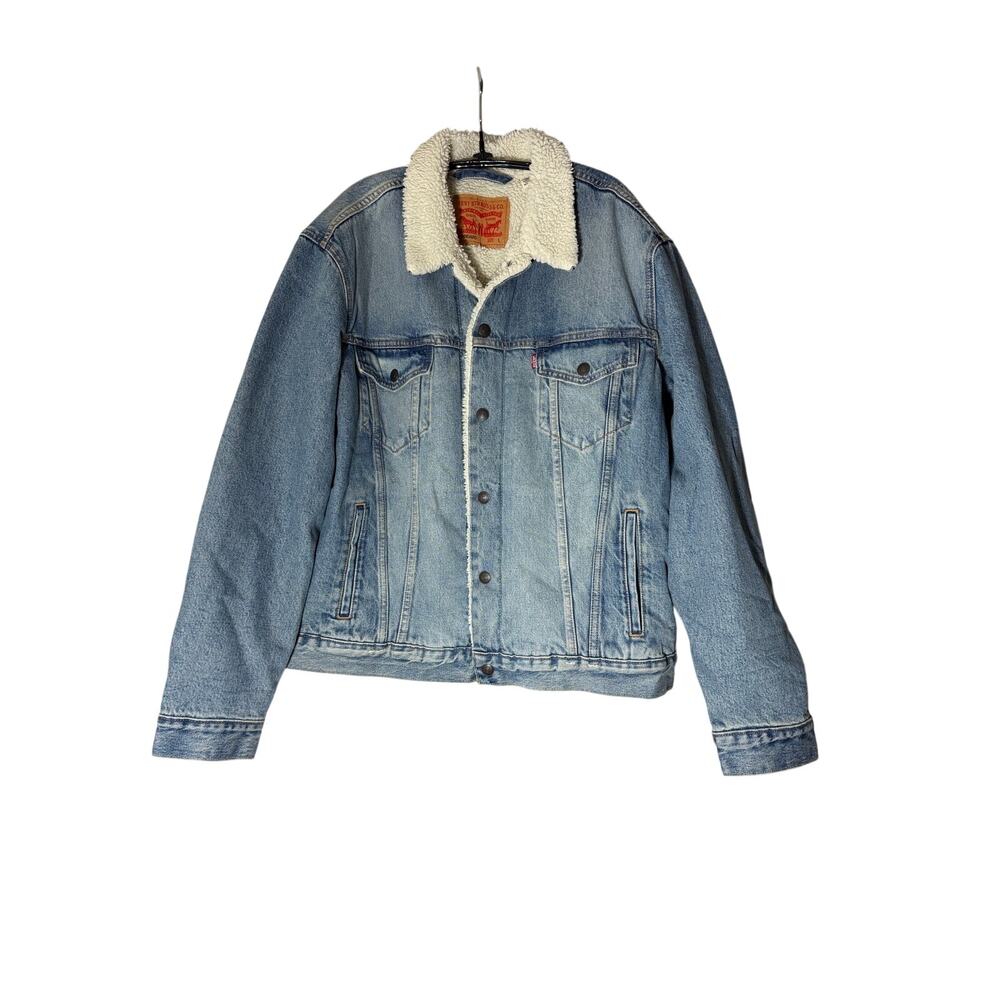 Levi’s Sherpa Lined Denim Trucker Jacket Light Wash Light Blue NWOT
